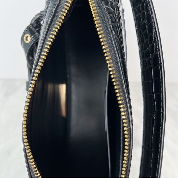 MICHAEL KORS EMILIA Half Moon Small Saddle Shoulder Crossbody Bag In BLACK - Picture 6 of 8